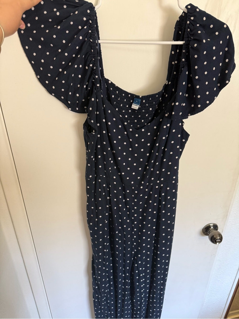 Navy Blue Polka Dot romper